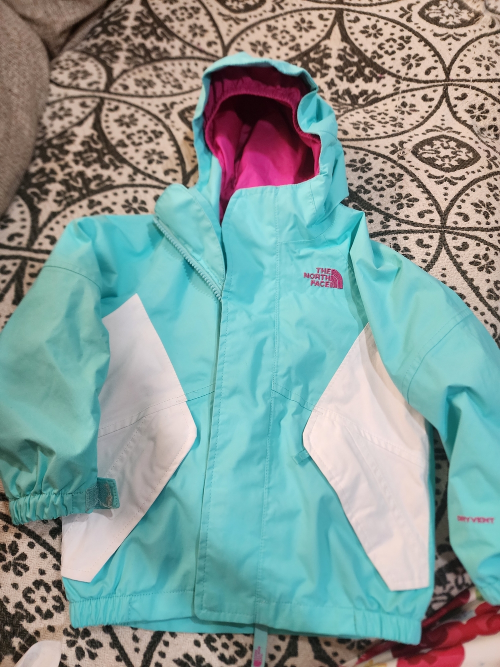 The North Face Kids' Teal & White Waterproof Hooded Jacket 2T